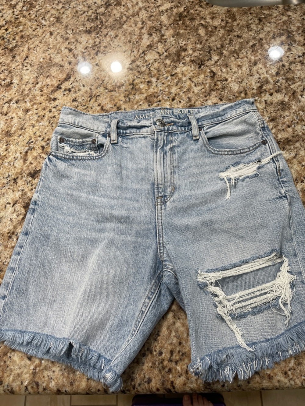 American Eagle Outfitters Light Wash Distressed Denim Shorts